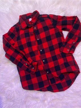Joe Fresh Red and Black Buffalo Plaid Flannel Button-Down Shirt Size Large